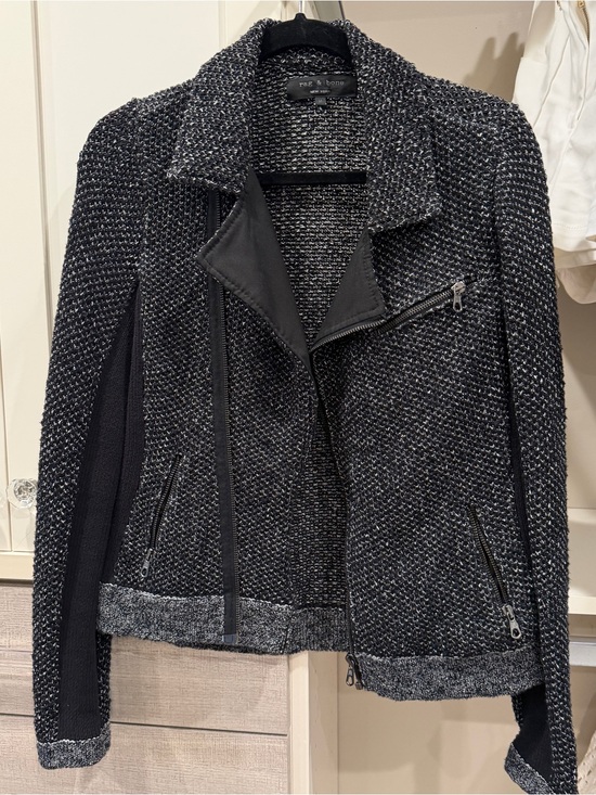 rag & bone Jackets & Blazers - rag & bone Black & Gray Tweed Bomber Jacket